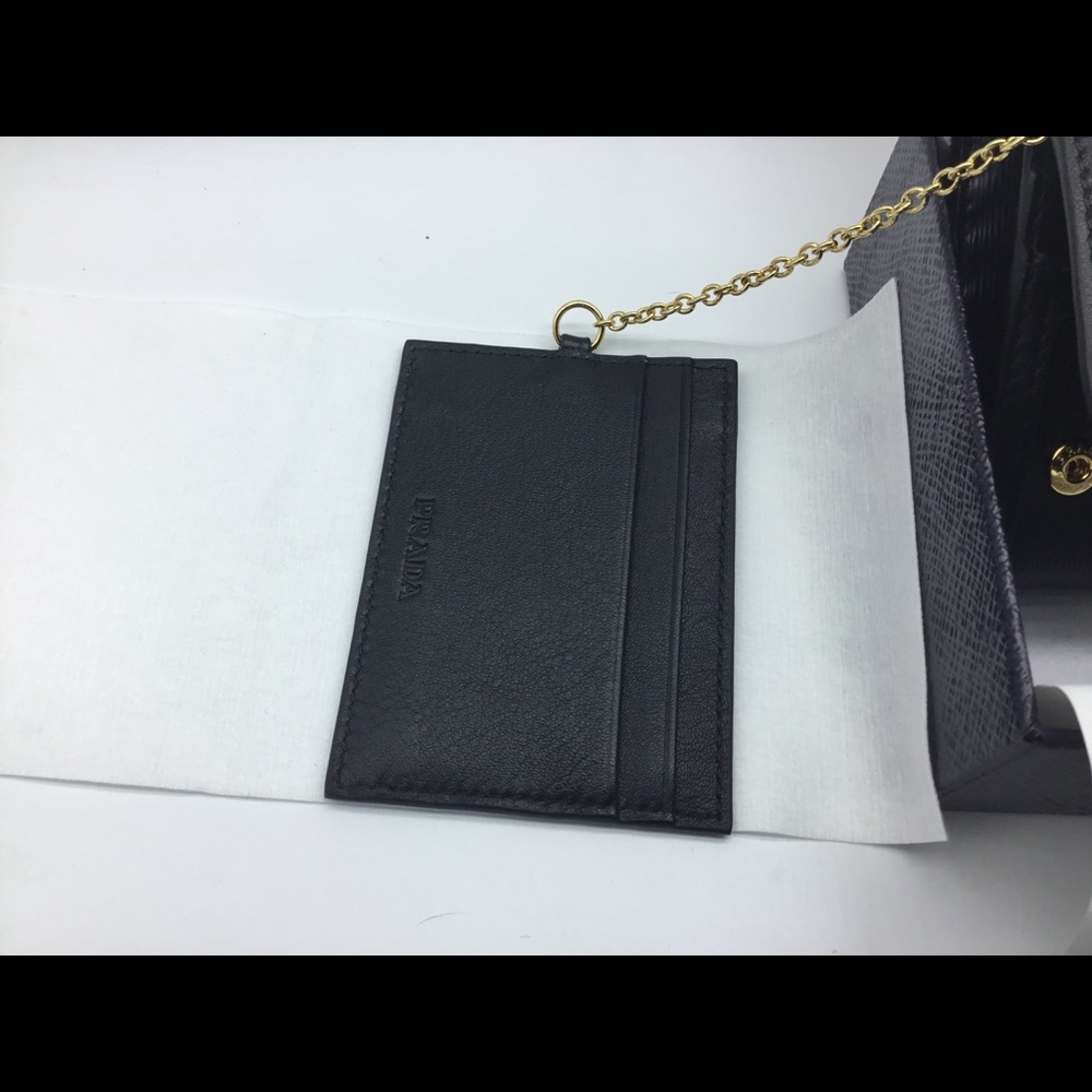 Prada♥️NEW♥️Vitello Move Fi Black Ribbon Leather - Picture 7 of 8